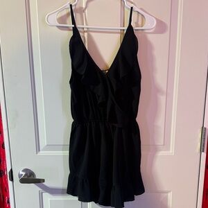 Black Ruffled Sleeveless Romper- size small